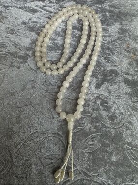 Genuine White Quartz 108 Mala Bead Necklace